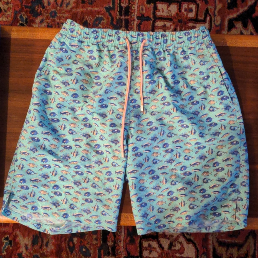 Peter Millar Seaside Men's Fish Print Swim Trunk